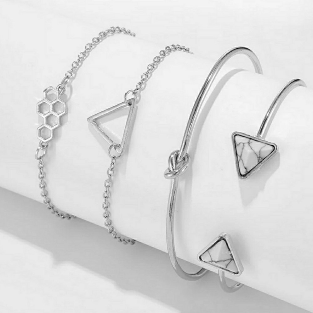 NEW 4-Pc Silver Bracelet Set